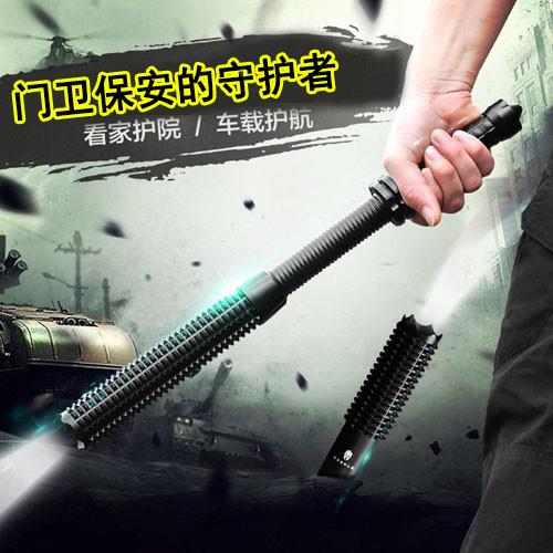 户外女子防身防暴汽车破窗器 可伸缩狼牙棒强光手电筒可车充家用