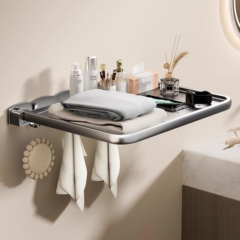 卫生间放衣服神器浴室免打孔毛巾衣服置物架洗澡间壁挂折叠收纳架