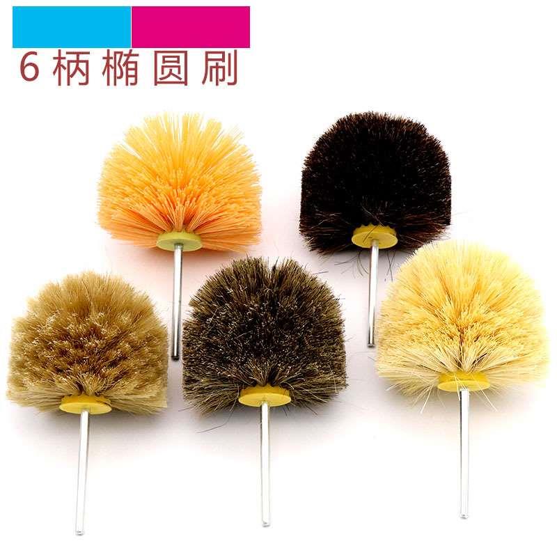6mm柄椭圆刷马毛猪鬃毛剑麻刷红棕毛 磨料丝剑麻打磨抛光花头 轮