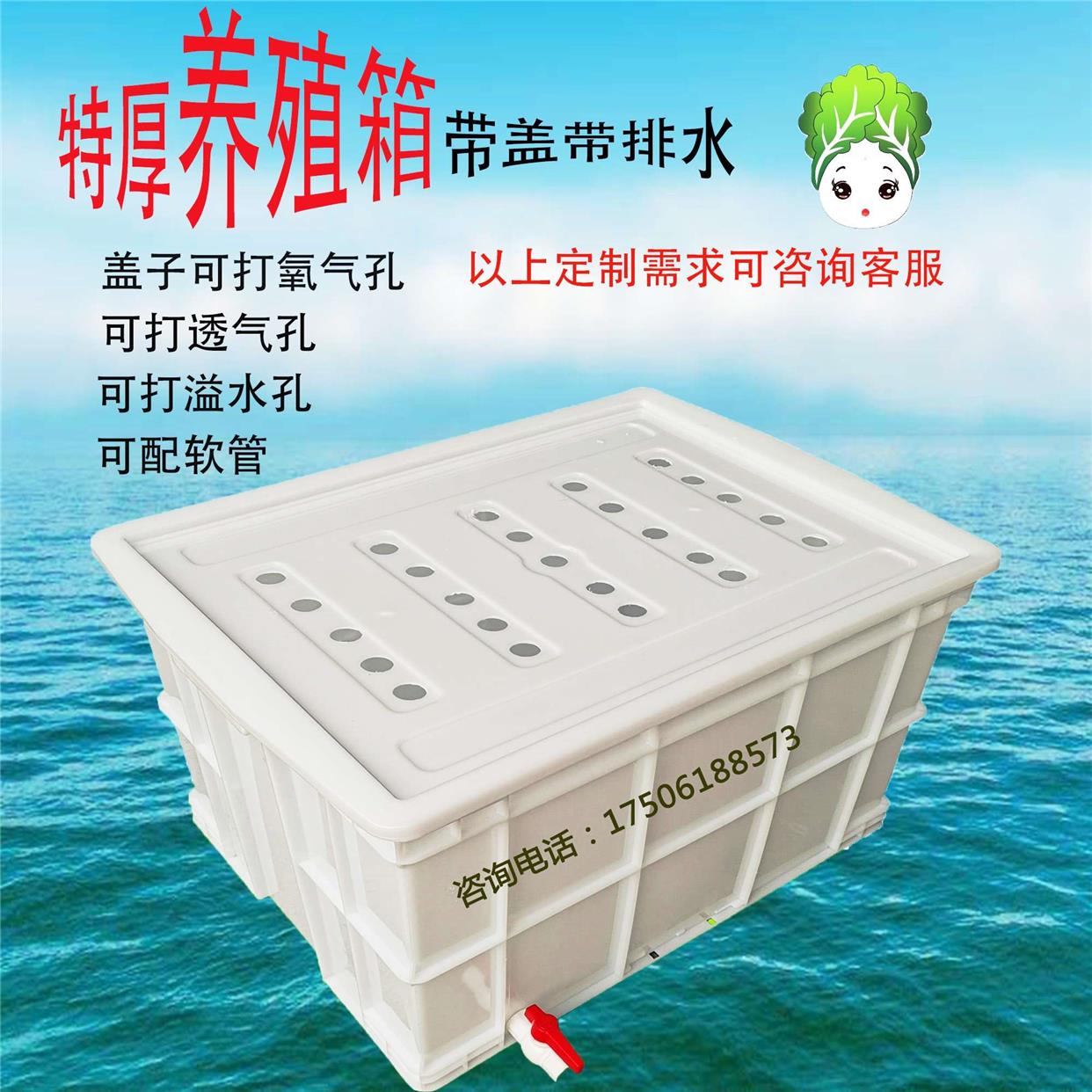 超大号养鱼箱带排水养龟加厚带盖水产养殖箱带阀门水龙头塑料水桶