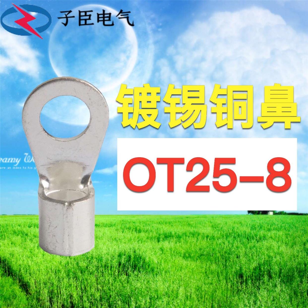 OT25-6/8/10圆形铜接线鼻子焊接铜线耳冷压接线端子铜鼻25平方