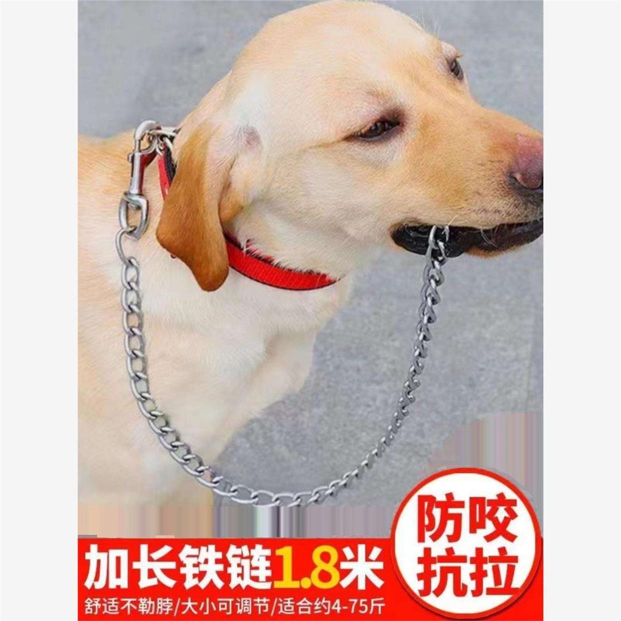 拴狗链子狗链土狗防咬链可调节自动扣大中型犬遛狗牵引绳拴铁狗链