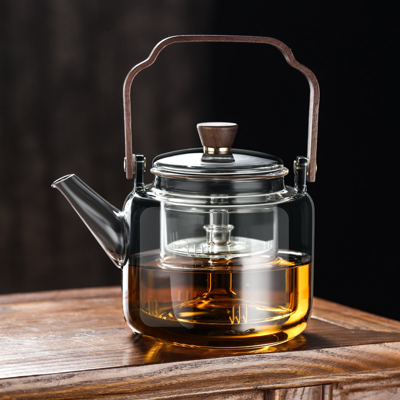玻璃提梁煮茶壶2024新款耐高温蒸泡茶专用围炉煮茶器电陶炉烧水壶