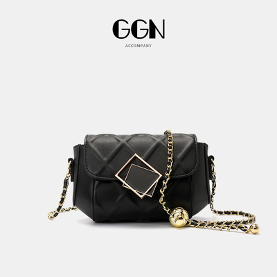 真皮女包小香风菱格链条包