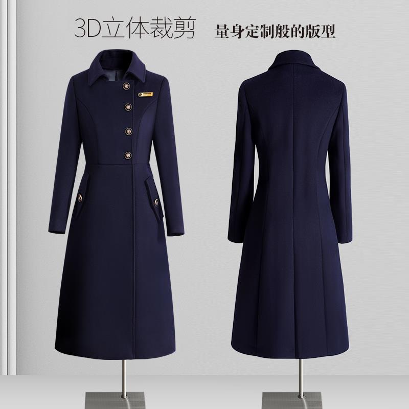 秋冬职业毛呢大衣女中长款售楼处工作服酒店前台接待呢子外套工装