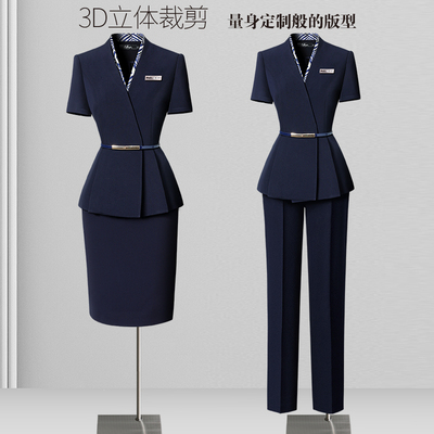 职业西装套装女夏薄款短袖气质酒店前台工装案场客服珠宝店工作服