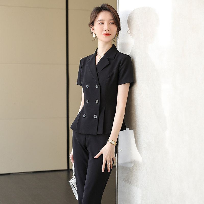 诗璐雅夏季新款职业西装套装女士短袖高端商务西服经理干练工作服