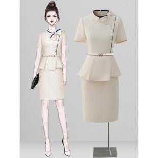 短袖职业套装裙高级感口腔诊所医美前台工作装美容院工作服女夏季
