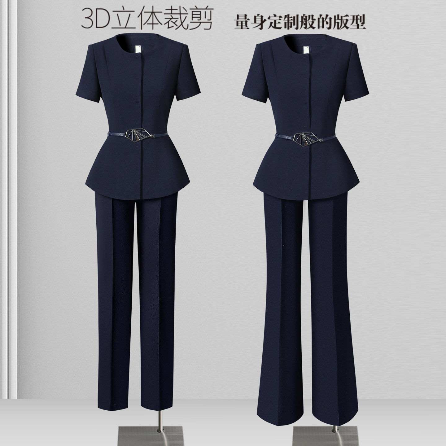 短袖西装套装女夏薄款气质职业正装酒店前台工装金店珠宝店工作服