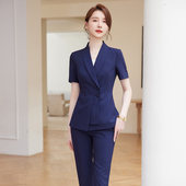 工作服教师面试西装 经理正装 两件套 职业套装 诗璐雅气质西服女短袖