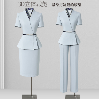 夏季薄款西装套装女气质职业装案场客服接待前台工装美容院工作服