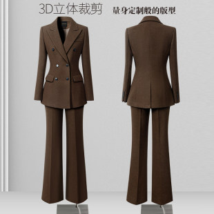 OL通勤上班工作服 女春秋高级感加厚毛呢西服职业经理正装 西装 套装