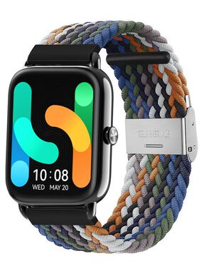 适用小米haylou手表尼龙编织表带RS4嘿喽2代智能运动手表链RS3/4荣耀亲选替换带RT/RT2腕带Solar Plus非原装