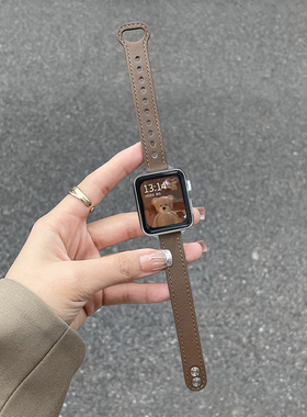 适用于苹果iwatch8表带applewatch7手表带s8s7s5se皮表带iwatchs6/5/4/3皮带ultra女款真皮watchse皮质夏天
