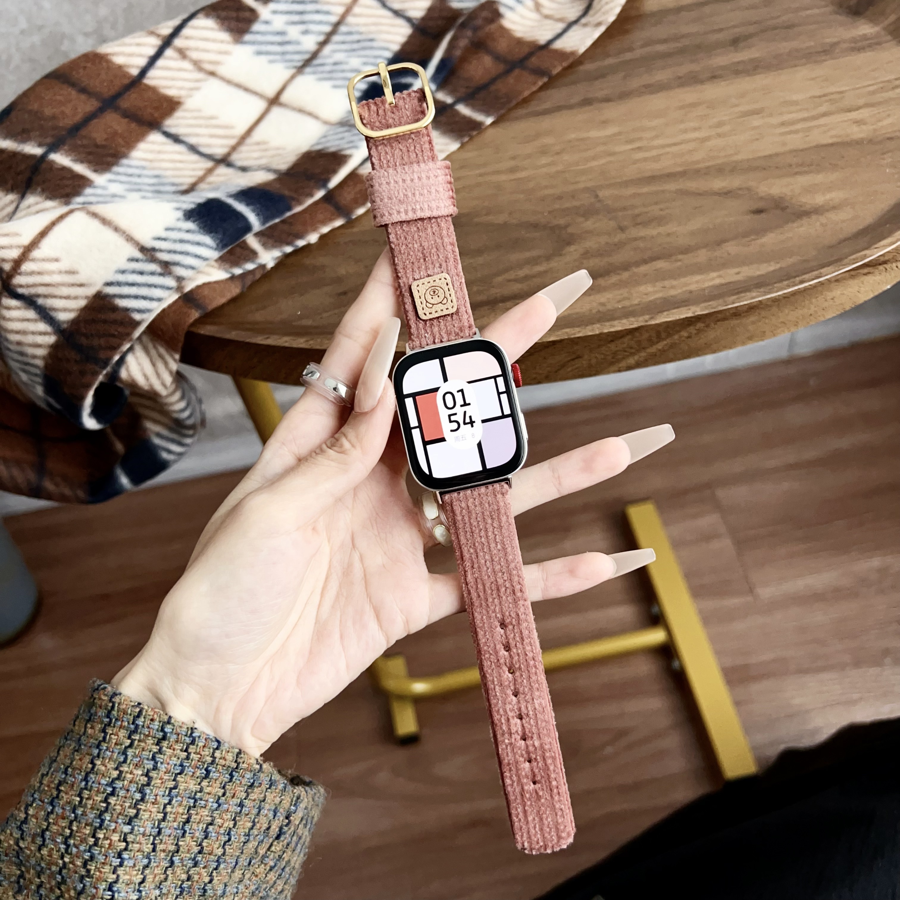 秋冬新款灯芯绒适用华为watchfit3手表带女士fit2女款智能手表fit1表链腕表配件fitnew运动手环腕带手表链
