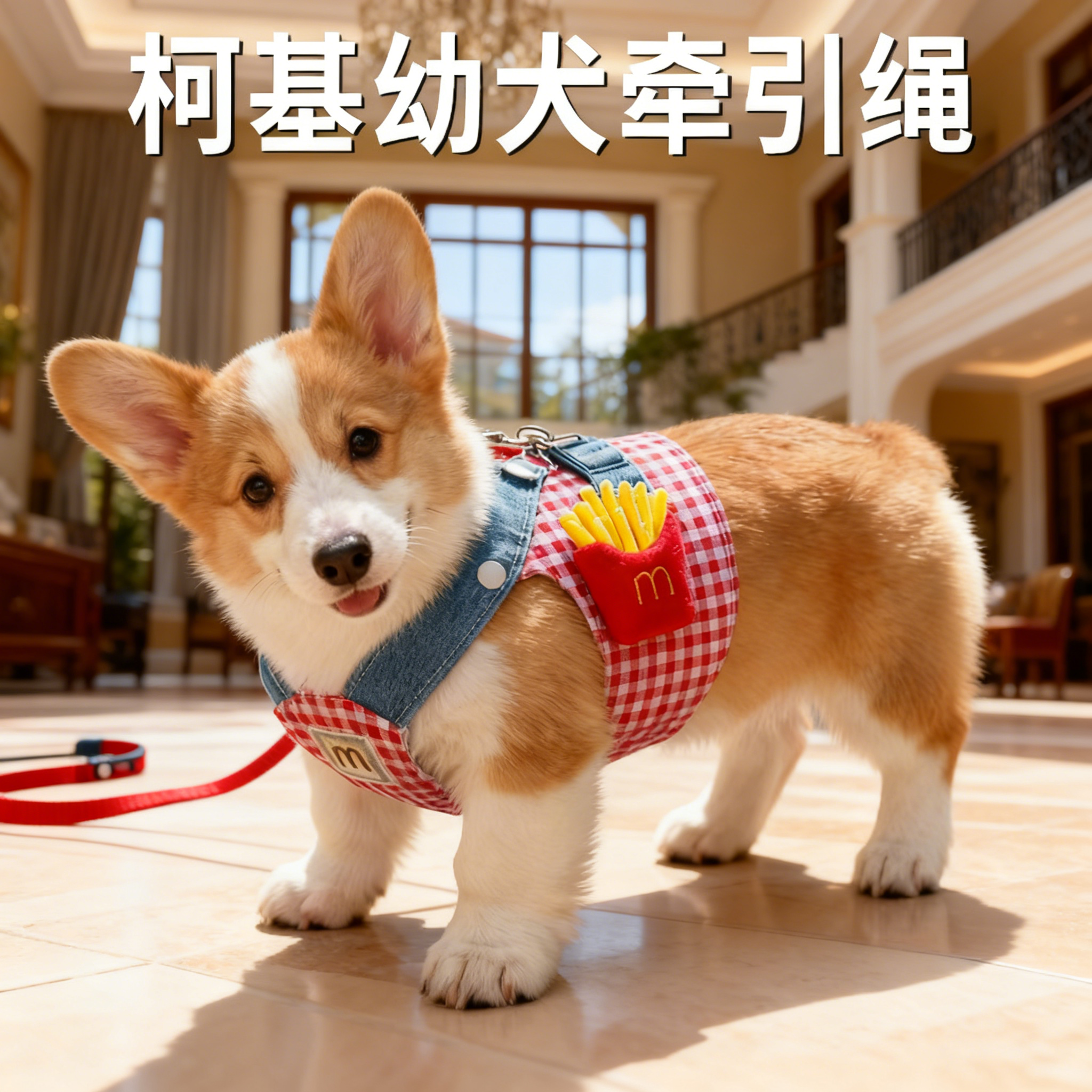 柯基幼犬牵引绳服装胸背牵引绳猫咪狗狗衣服帽子薯条牵引外出套装,宠物/宠物食品及用品,猫牵引绳,淘宝优惠券,粉丝福利购,淘宝优惠卷