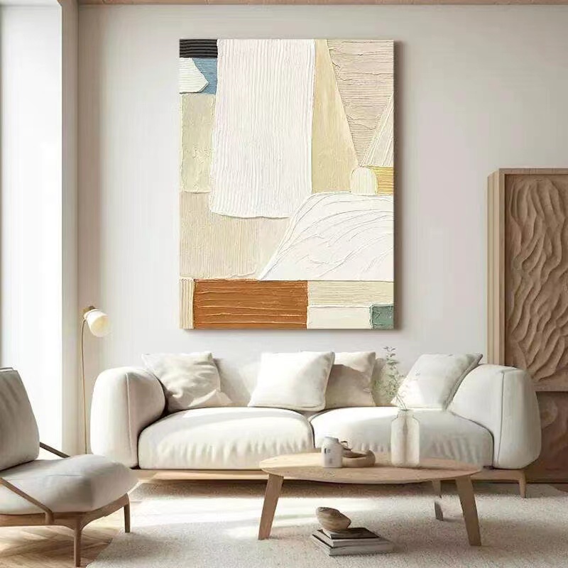 纯手绘油画憧憬现代轻奢抽象立体客厅装饰画玄关肌理小众色块挂画图片