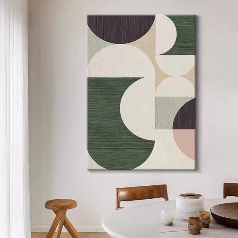 纯手绘油画抽象几何色块肌理拼接挂画客厅现代简约餐厅玄关装饰画图片