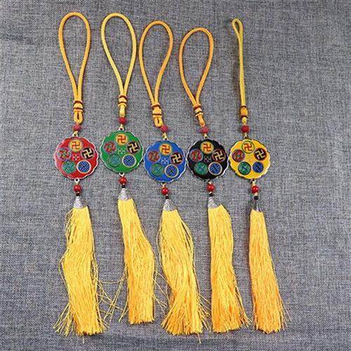 大黄万车挂双面铜五色万字福太极烤漆水晶胶汽车平安万字符万挂件