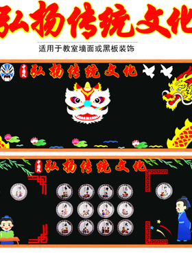 弘扬教室传统文化中国风京剧脸谱