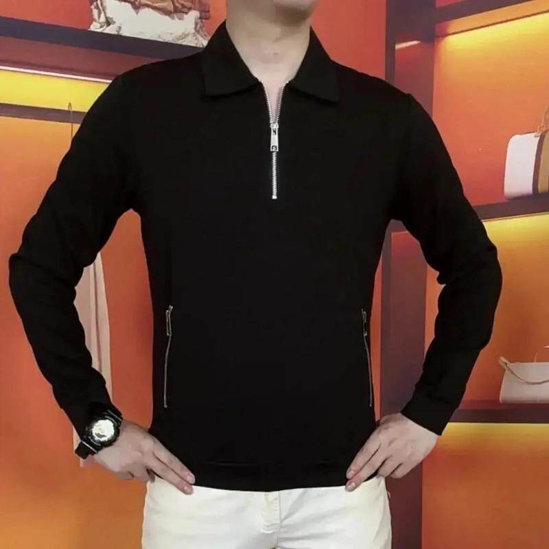 惠民百货优品铺秋季男k士翻领长袖polo衫时尚休闲百搭拉链修身卫