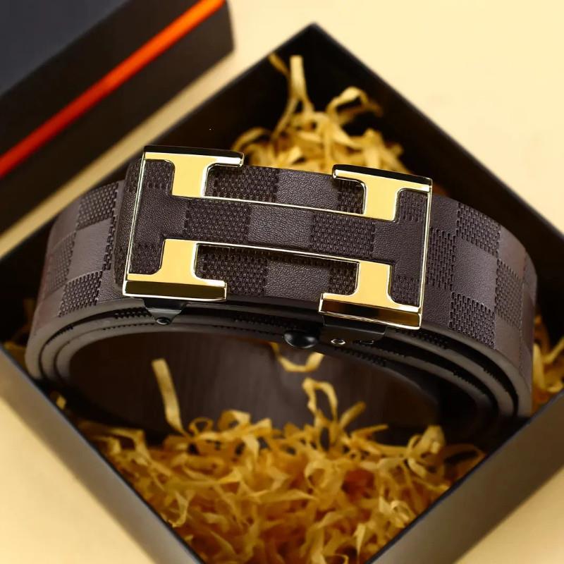 凌峰轻奢男士无h牙自动扣腰带商务百搭时尚中青年裤腰带男高档皮