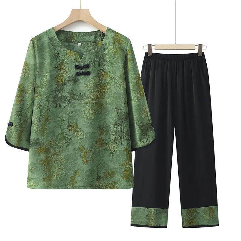 福韵优品服饰3夏季中老年妈妈装50-60岁高档套装老太太透气宽松衣