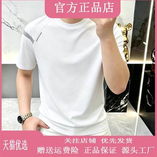 素绮轻奢夏季新款男士圆领短袖T恤冰感速干凉晒休闲时尚百搭T8204