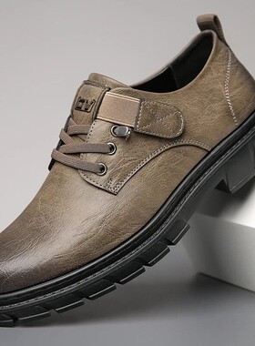 JAKE CAVO淼森创鞋类专卖男士休闲皮鞋真皮潮流百搭板鞋男魔术贴