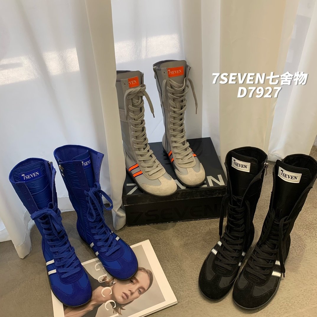 jennie2025新款欧货复古高帮增高绑带长靴拳击鞋拳击靴洋气靴子