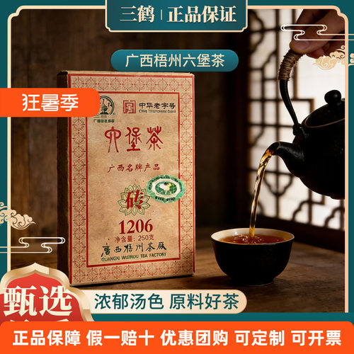 三鹤六堡茶1206砖2013年出厂原种料陈香木香略带槟榔香250g一级活