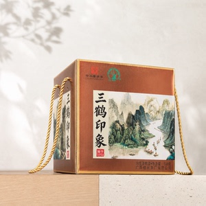 三鹤印象六堡茶500g特级2022年陈化黑茶叶盒装陈香木质香经典竹箩