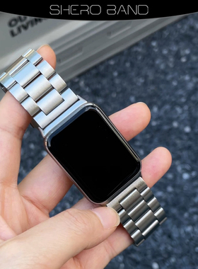 适用小米手环98pro金属表带红米watch45复古不锈钢腕带通用型男女
