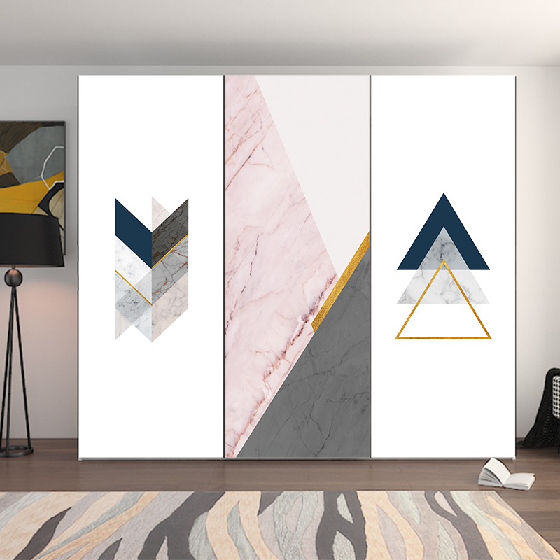 简约移门衣柜玻璃贴纸推拉门贴膜卧室柜子装饰客厅几何整张自粘画图片