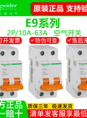 施耐德空气开关家用2P空开总闸E9不带漏保10A 40A 63A 80A 125A