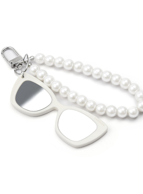 PROTAGO迷你眼镜镜子珍珠钥匙链/包链