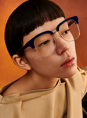 PROTAGO限量版蓝丝绒金属板材方框防蓝光素颜眼镜Aurora9B2