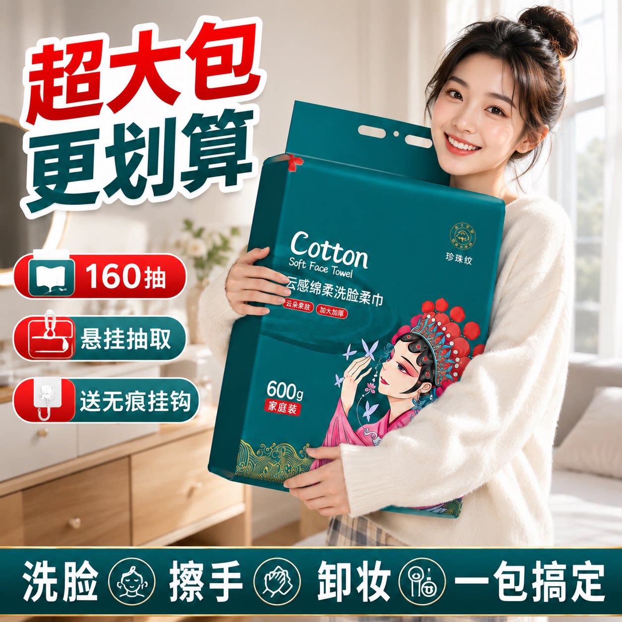 悬挂式洗脸巾正品官方旗舰店加大加厚不掉毛絮纯棉洗面巾名擦脸巾