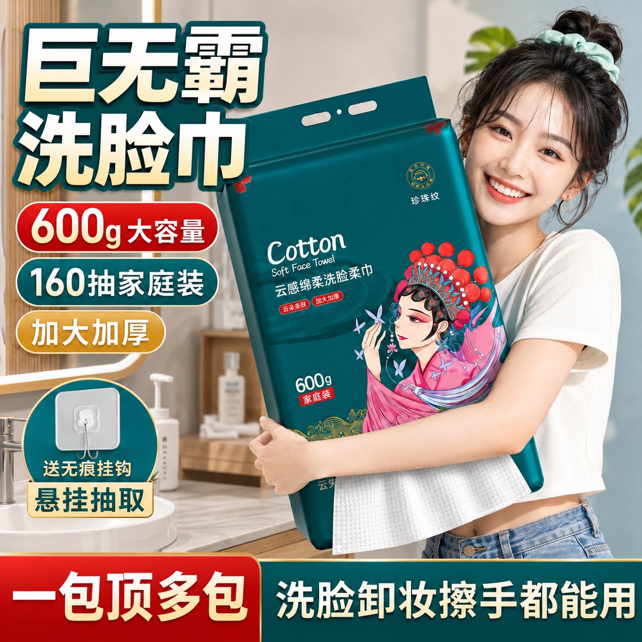 悬挂式洗脸巾正品官方旗舰店加大加厚不掉毛絮纯棉洗面巾名擦脸巾