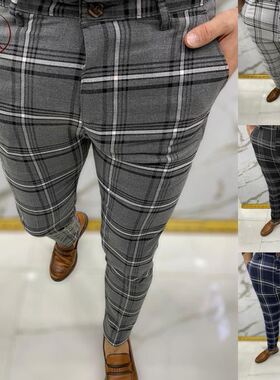 pants for men trousers for men overalls 格子裤男 休闲长裤