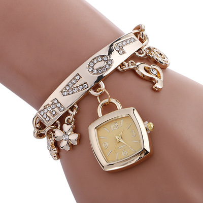 Fashion alloy diamond-inlaid Pendant Bracelet Watch 女士手表
