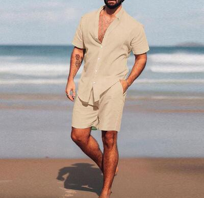 shirts for men summer shorts beach wear 2piece set 两件套