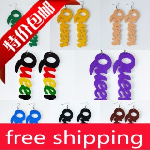 African wooden earrings black girl women crop earings 女耳环