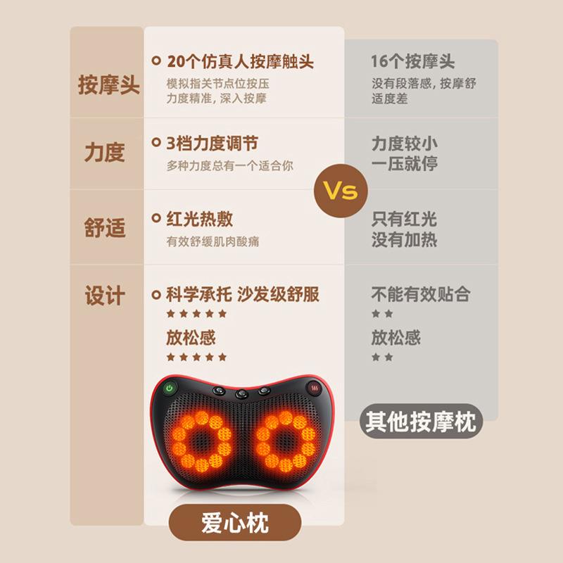 多功能摩按摩枕电动肩椎按器背部574颈部敷揉颈捏全身靠垫父母家