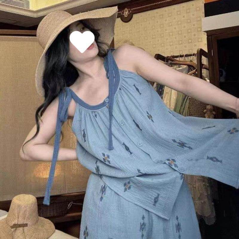 胖mm特闲大码套睡衣女夏季休吊带短裤QOL装松宽2-300斤睡裙家居服