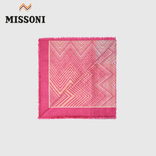 MISSONI 米索尼围巾 24春夏新品 混纺多色镜像人字纹印花围巾