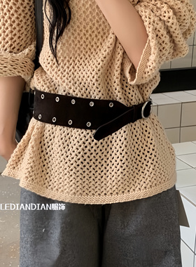 穿搭作弊神器！铆钉麂皮宽腰封女复古辣妹风收腰显瘦腰带皮带新款