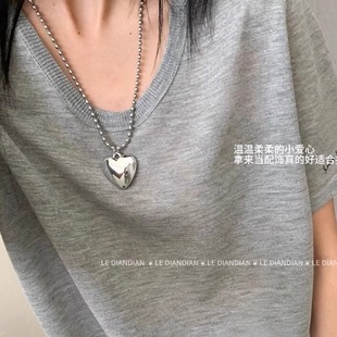毛衣链潮 INS搭配链 爱心项链女轻奢嘻哈风立体吊坠长款 新款 爆款