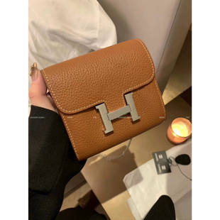 新款H扣康康包头层牛皮小钱夹斜挎包(配链条,不配盒)  7-024#  WR