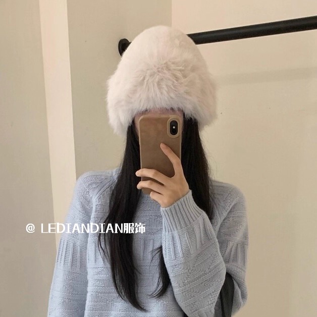 秋冬防风仿狐狸皮加厚毛毛帽子